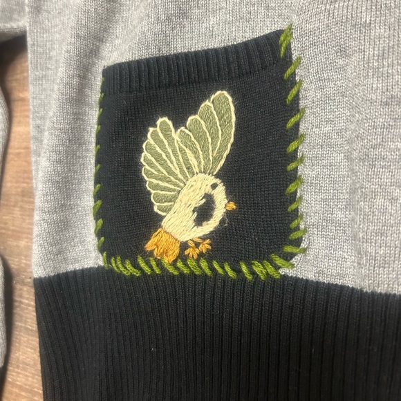 Knitted Dove XL NWOT bird cardigan with patched sleeves - Picture 6 of 10